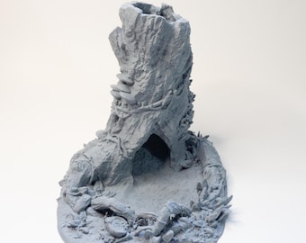 Druid’s Dice Tower: Forest Tree Stump Terrain, D&D Nature Accessory