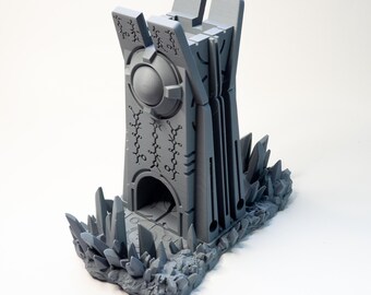 Xeno Spire Dice Tower: Sci-Fi Alien Sculpture, Tabletop Gaming