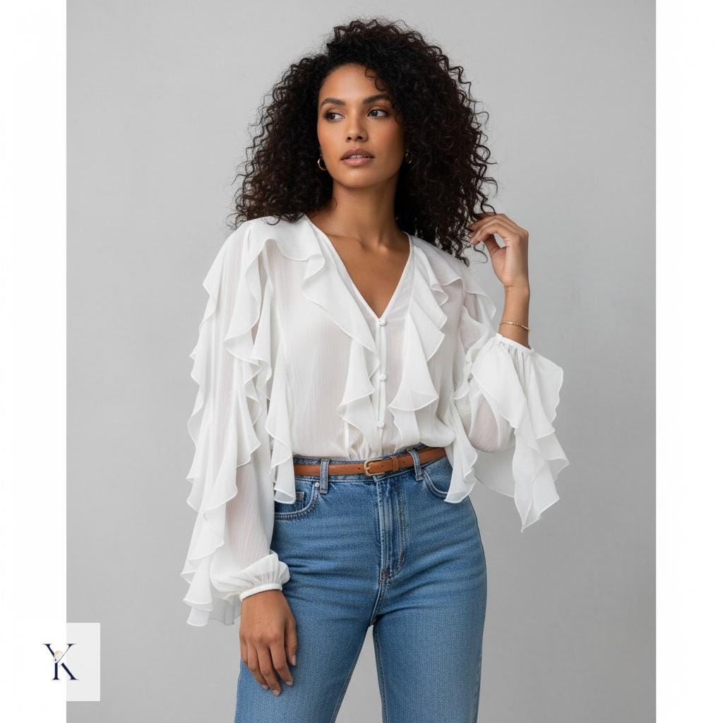 Sheer White Top V Neck - Etsy Canada