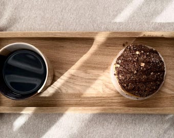 Handcrafted Oak Wood Serving Tray: Minimalist Tea Tray, Rustic Home Decor