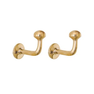 Set of 2 Handmade Unlacquered brass wall hook, Solid Brass hook for doors and bathrooms.