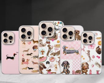 Dachshund Dog Phone case Cute Animal Puppy Cover for iPhone 17 Pro Max, 16e, 15, 14, 13 & Samsung S26 Ultra, S25 FE, A57, A56, Pixel 10, 9A