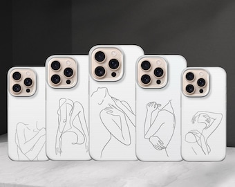 Line Art Phone case Minimalist Modern Aesthetic cover for Iphone 17 Pro Max 16 15 14 13 ,Samsung S25 Ultra S24 FE A56 A16,Pixel 10 XL 9a 8 7