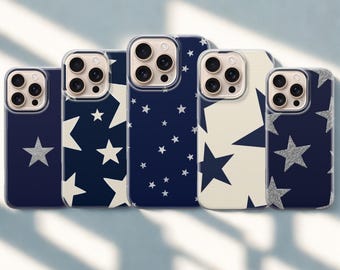 Navy Blue Star Phone case Night Sky Aesthetic Cover for Iphone 17 Pro Max 16 15 14 13 , Samsung S25 Ultra S24 FE A56 A16, Pixel 10 XL 9a 8 7