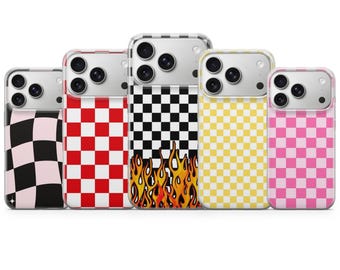 Checkered Phone Fire Checker Cover for Iphone 17 Pro Max 16 15 14 13 , Samsung S25 Ultra S24 FE A56 A16, Pixel 10 XL 9a 8 7