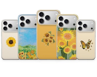 Sunflower Art Phone Case Floral Design Cover for iPhone 17 Pro Max, 16e, 15, 14, 13 & Samsung S26 Ultra, S25 FE, A57, A56, Pixel 10, 9A