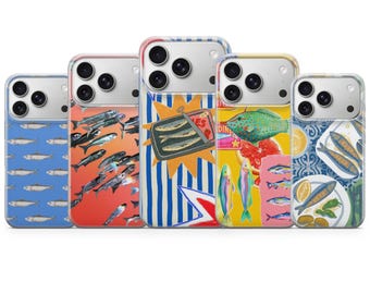 Sardines Phone case Fish Pattern Cover for iPhone 17 Pro Max, 16e, 15, 14, 13 & Samsung S26 Ultra, S25 FE, A57, A56, Pixel 10, 9A