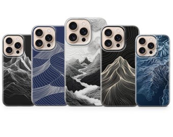 Mountain Line Art Phone case Minimalist Cover for Iphone 17 Pro Max 16 15 14 13,Samsung S25 Ultra S24 FE A56 A16,Pixel 10 XL 9a 8 7