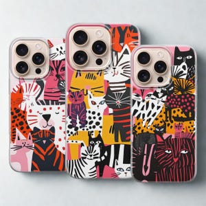 Cat Phone Case Cats Cover for iPhone 16 Pro Max, 15 Plus, 14, 13, 12, 11, XS & Samsung S25, S24, A56, A55, Pixel 9, 8