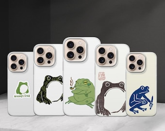 Capa para celular com estampa do Sapo Rabugento, arte de Matsumoto Hoji, compatível com iPhone 17 Pro Max, 16, 15, 14 e 13 polegadas, Samsung S25 Ultra, S24 FE, A56 e A16, Pixel 10 XL, 9a, 8 e 7.