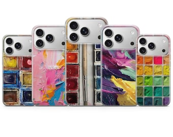 Watercolor Palette Phone case Art Cover for iPhone 17 Pro Max, 16e, 15, 14, 13 & Samsung S26 Ultra, S25 FE, A57, A56, Pixel 10, 9A