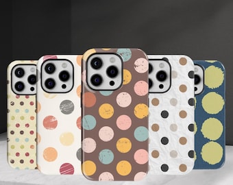 Funda vintage para teléfono con lunares, resistente y con diseño de lunares, compatible con iPhone 16 Pro Max, 15 Plus, 14, 13, 12, 11, XS y Samsung S24, S23, A55, A54, Pixel 9 Pro, 8