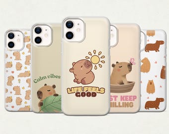 Cute Capybara Phone Case Aesthetic Rodent cover for Iphone 17 Pro Max 16 15 14 13, Samsung S25 Ultra S24 FE A56 A16, Pixel 10 XL 9a 8 7