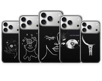 One Line Art Phone case Drawing Cover for Iphone 17 Pro Max 16 15 14 13 , Samsung S25 Ultra S24 FE A56 A16,Pixel 10 XL 9a 8 7