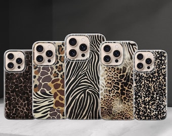 Leopard Phone case Animal Print Tiger Zebra cover for Iphone 17 Pro Max 16 15 14 13 ,Samsung S25 Ultra S24 FE A56 A16,Pixel 10 XL 9a 8 7
