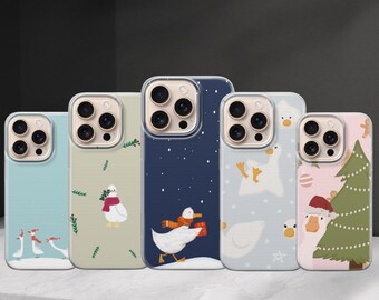 クリスマスダック 携帯ケース 面白いガチョウ かわいい動物カバー iPhone 17 Pro Max 16 15 14 13、Samsung S25 Ultra S24 FE A56 A16、Pixel 10 XL 9a 8 7用