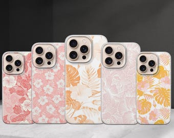 Telefonskal med hibiskusblomma, tropiskt hawaiianiskt skal för iPhone 17 Pro Max, Samsung S25 Ultra, S24 FE, A56, A16, Pixel 10 XL, 9a, 8, 7