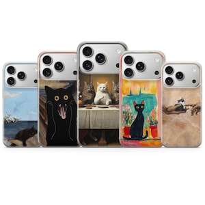 Funda para teléfono Black Cats, parodia de meme de gato, para iPhone 17 Pro Max, 16e, 15, 14, 13, Samsung S26 Ultra, S25 FE, A57, A56, Pixel 10, 9A