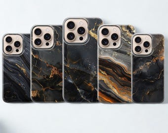 Custodia per telefono in marmo, estetica di lusso in oro nero per iPhone 17 Pro Max 16 15 14 13, Samsung S25 Ultra S24 FE A56 A16, Pixel 10 XL 9a 8 7