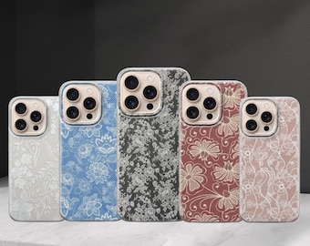 Vintage Floral Lace Phone case Elegant Design Cover for Iphone 17 Pro Max 16 15 14 13, Samsung S25 Ultra S24 FE A56 A16, Pixel 10 XL 9a 8 7