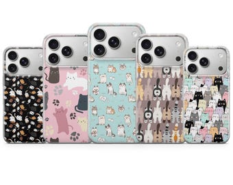Bonita funda para teléfono con diseño de gato para iPhone 17 Pro Max 16 15 14 13, Samsung S25 Ultra S24 FE A56 A16, Pixel 10 XL 9a 8 7