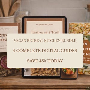 Kokbokspaket för vegansk retreat | Måltidsplaner + Recept + Kockguide för retreat | Verktygslåda för växtbaserad hälso- och sjukvård | Digital nedladdning