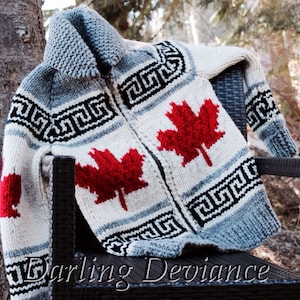 Pattern Oh Canada Maple Leaf Vintage Canadian Style Sweater image 1