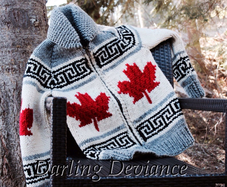 Pattern Oh Canada Maple Leaf Vintage Canadian Style Sweater image 1