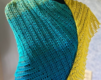 Macaw Wing Handmade Crocheted Cotton Shawl