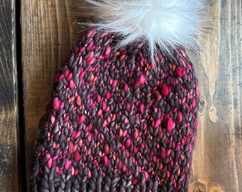 Hand Knit Hat in 100% Merino Wool