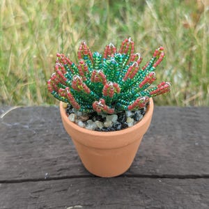 Handmade Beaded Cactus in Terracotta Pot: Unique Home Decor