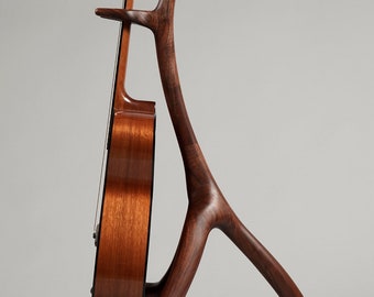 Walnut sculptural guitar stand