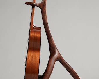 Walnut sculptural guitar stand