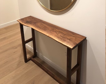 live edge walnut console