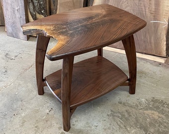 walnut crotch grain side table