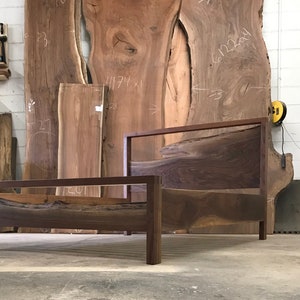 Classic style natural edge walnut bed with dovetails