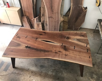 Jigsaw live edge walnut dining table