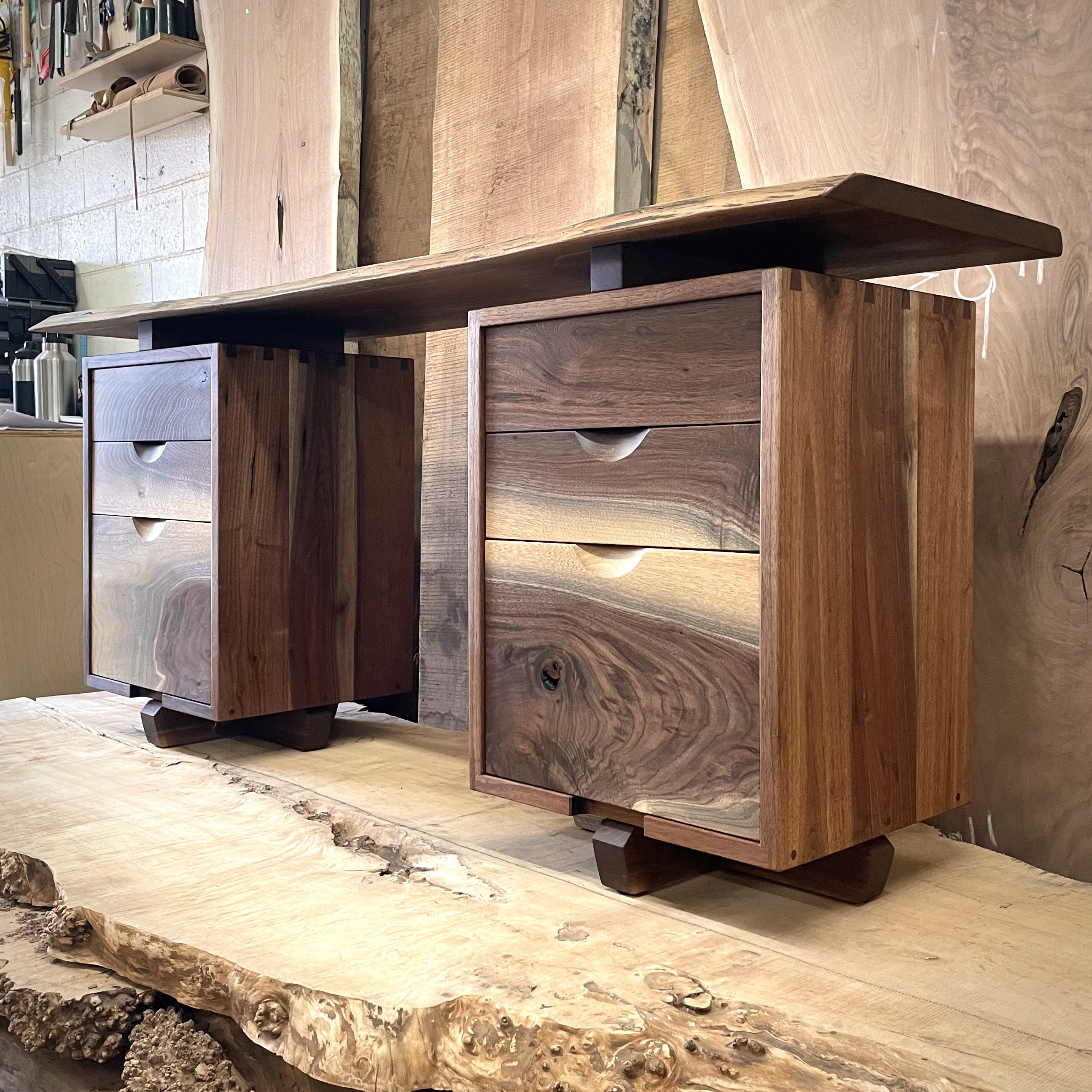 Live edge desk with drawers deals
