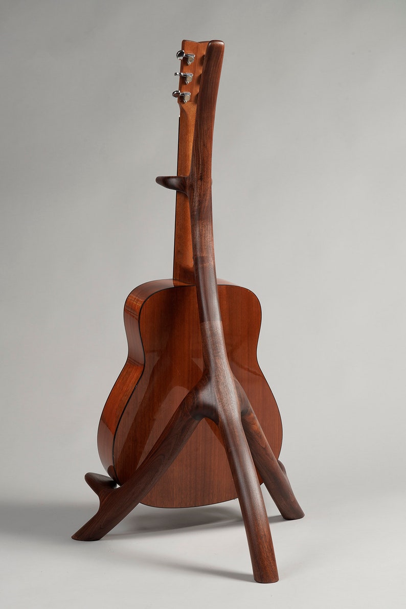 Walnut sculptural guitar stand image 3