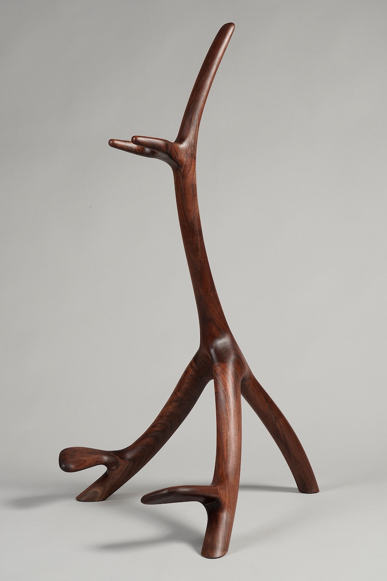 Walnut sculptural guitar stand image 7