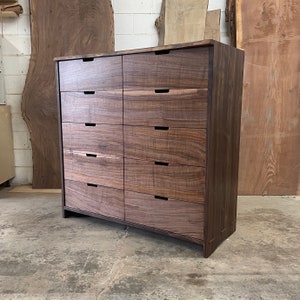 Mid century modern claro walnut dresser with live edge top