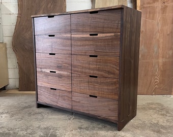 Mid century modern claro walnut dresser with live edge top