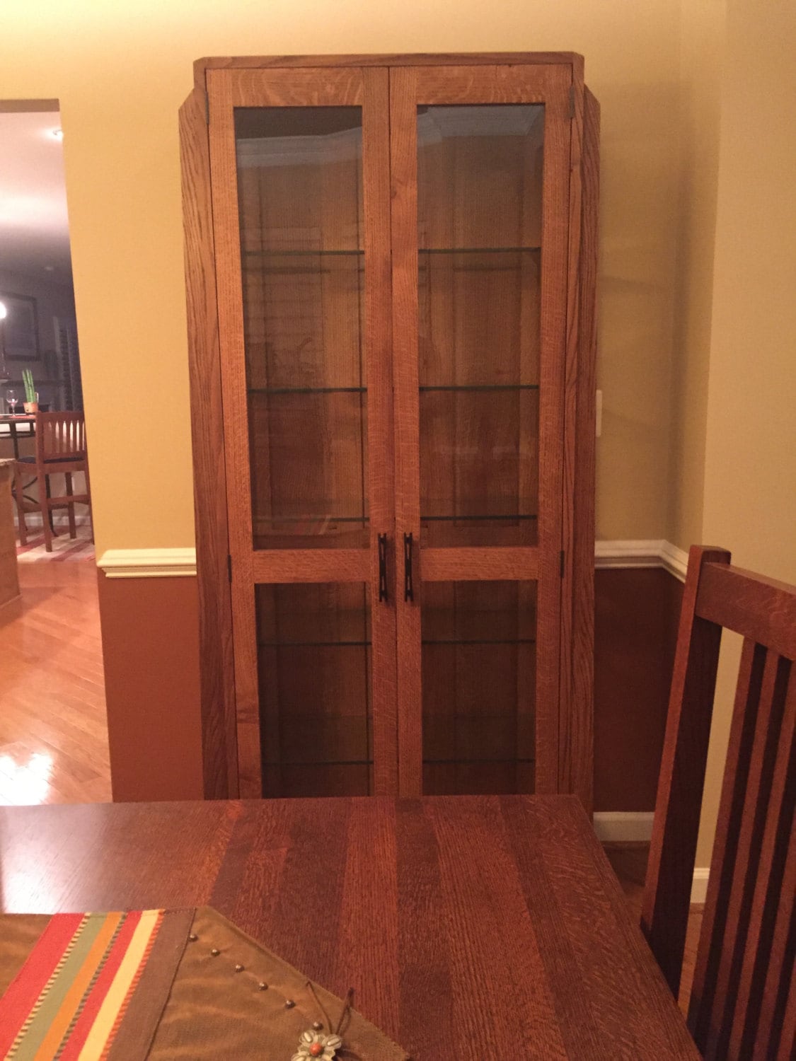 Mission oak china cabinet deals
