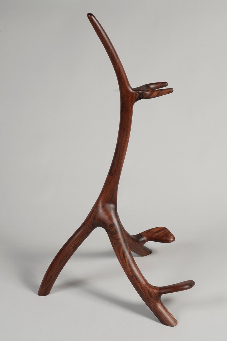 Walnut sculptural guitar stand image 6