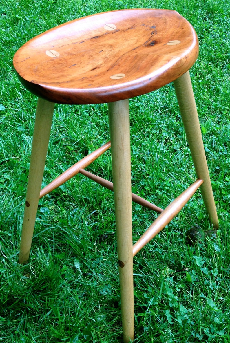 Relief stool made from locally harvested wild black cherry. image 2