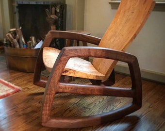 Cascade rocking chair in walnut and figured maple