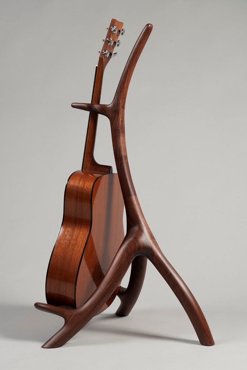 Walnut sculptural guitar stand image 10