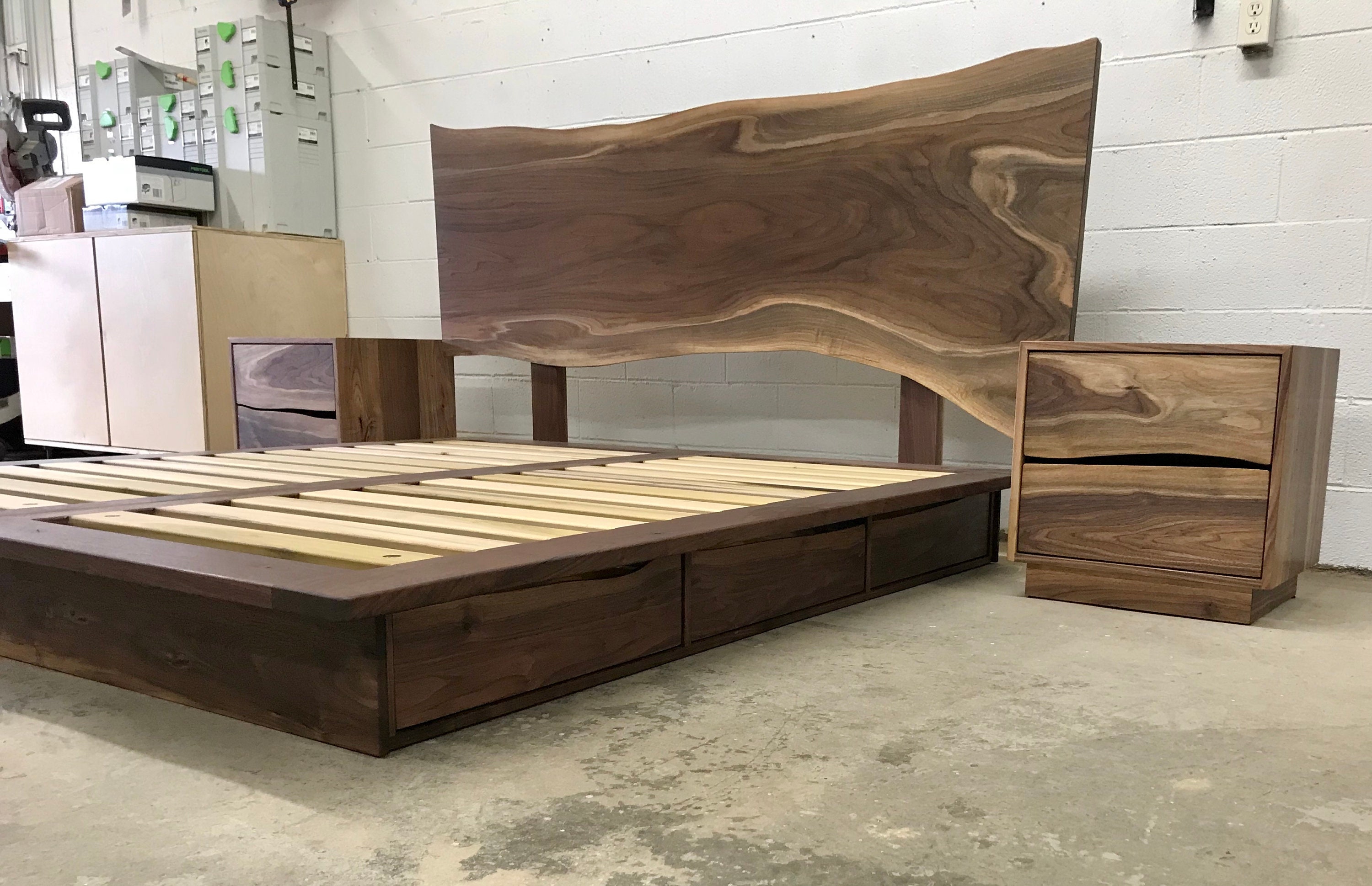 Live edge wood platform bed online