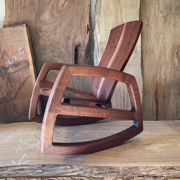 Cascade rocking chair in walnut and white oak.