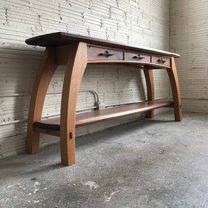 Walnut and white oak console